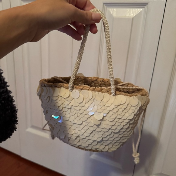 Zara Sequin Mini Basket Bag White - Picture 9 of 10